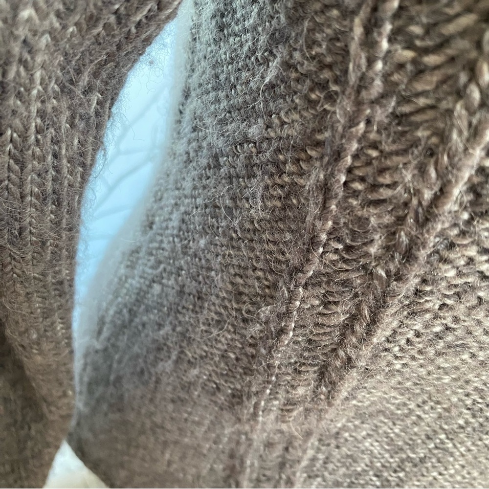 HELMUT LANG BROWN ALPACA WOOL CHUNKY KNIT ROUND NECK SWEATER - Picture 8 of 9